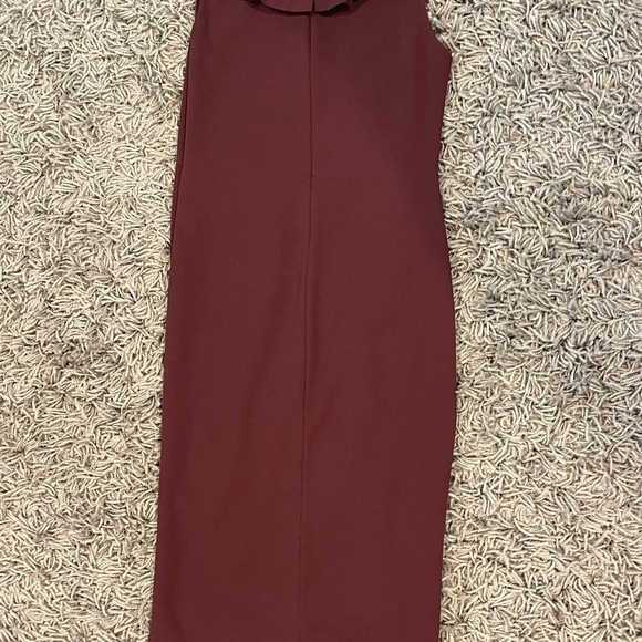 Zara Collection Burgundy Midi dress Lace Detail Collar New with Tags Size Small - Picture 8 of 9
